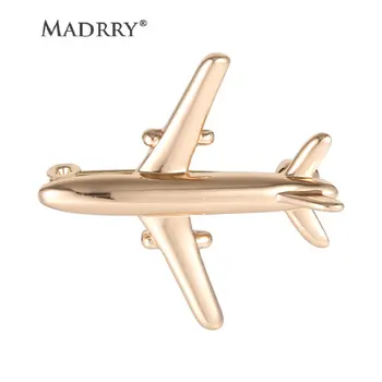 Madrry Moda Avião Em Forma De Broche Emblema De Boa Qualidade, De Metal Dourado Cor Da Camisola Corsage Mulheres Homens Broches De Lapela Decoração Presentes
