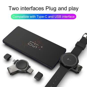 2 em 1 USB Tipo-C Portas Smart Watch Magnético Carregador Portátil sem Fio de Carregamento Dock para Samsung Galaxy Watch 3/4 Active 1/2