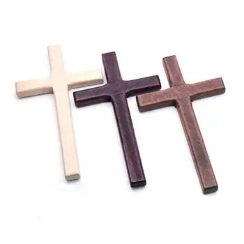 Christian Cruz de Madeira Religiosa Charme Para o Lar Cristão Decoração de Duas Cores 12 cm(4,7 pol) Suspensão de Parede Grande Longo Crucifixo Presentes