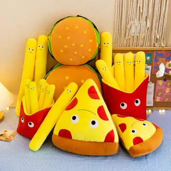 Hambúrguer com batatas Fritas Brinquedo de Pelúcia Pizza, Lanche Travesseiro Macio Boneca de Alimentos Travesseiro Dia dos Namorados Criativa de Presente de Aniversário Anime de Pelúcia
