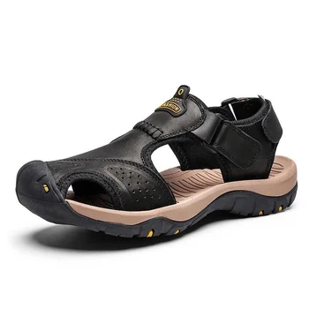 2022 Moda Homens Sapatos de Verão Novo Tamanho Grande de Homens Sandálias de Couro Genuíno Homens Sandálias Sandálias Casuais Chinelos de quarto Grande de Tamanho de Sapatos