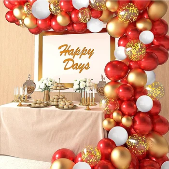 Vermelho Balão Branco Garland Arco Kit Ouro Simulação Deixa De Confetes Bola Para Namorados, Chá De Bebê De Casamento, Festa De Aniversário, Decoração
