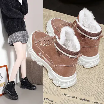 Outono, Início do Inverno Sapatos de Couro Genuíno Botas de Moda para as Mulheres Sola Grossa Mulheres Ankle Boots da Marca Senhoras Botas botas de mulher