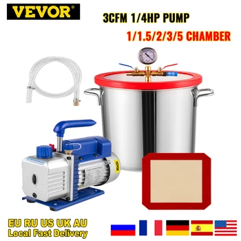 VEVOR 3CFM 1/4HP Bomba de Vácuo de Refrigeração com Câmara de Vácuo para uso Doméstico Embalagem a Vácuo de Ar condicionado Manutenção do Automóvel
