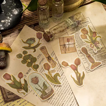 MOHAMM 30 Folhas Vintage Botânico Coleção de Etiquetas para a Folha de Ouro do Material de Colagem de Scrapbook Planejadores Envelope Decoração