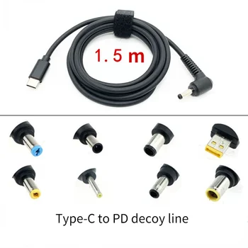 USB tipo-C PD 5.5mmx2.5mm cabo de carregamento adaptador de energia DC Jack conversor para Lenovo, ASUS, Dell laptop HP plug do carregador