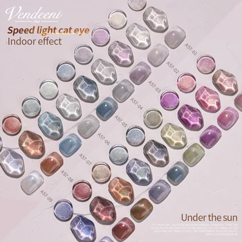 Vendeeni 9 Cores Esbatidas Olho de Gato Gel Unha polonês Magnético de Gel UV Incolor Luz Muda de Cor, Olho de Gato da Arte do Prego Gel Verniz
