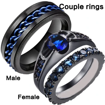 Designer De Acessórios De Jóias Para As Mulheres Azuis Dois Anéis De Aço Inoxidável Do Anel Padrão Dragão Homens Cadeia Vira Anéis Novo