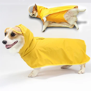 Cão Capa de chuva Impermeável PU Macio e Respirável Cão Casaco de Chuva para Cachorro Pequeno Capuz Cão Casaco de Chuva Transparente com Tampa de Proteger a Barriga