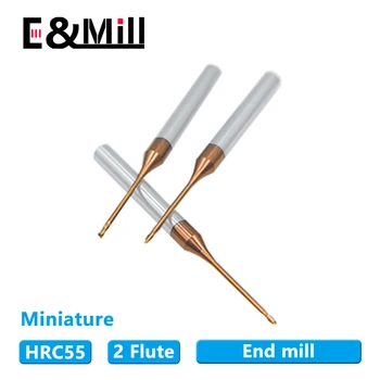 HRC55 2 flauta micro-diâmetro da fresa profundos do sulco da fresa de aço de tungstênio de cabeça plana de aço de alumínio de fresa