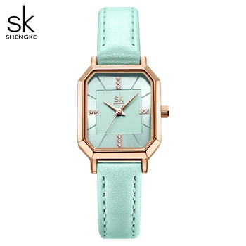 Shengke Novo Design Mulheres Relógios de Moda Pulseira de Couro Mulher de Quartzo Relógios de pulso de Luxo Original Diamante Senhoras Relógio Relógio
