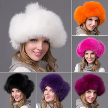 2022 Mulheres Reais chapéu de Pele de Raposa multicolor russo Ushanka Aviador Caçador de Esqui na Neve Chapéu Ajustável Chapéu de Inverno de Espessura quente pac