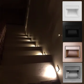 DepoGuye LED embutidas na parede pequena luz da noite, escada, corredor corredor corpo de detecção footlight soquete, AC110V-250V 86mm*86mm