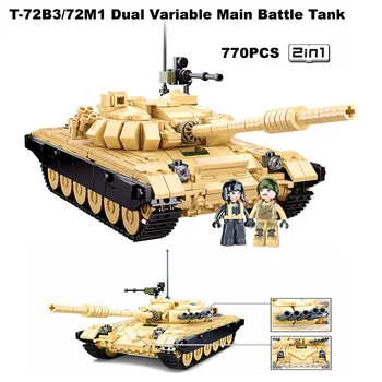 770PCS WW2 Militar Nova Arma do Exército 2EM1 T-72B3/72M1 MBT Tanque Principal de Batalha Blocos de Construção Soldados Veículo Tijolos Para as Crianças Brinquedos