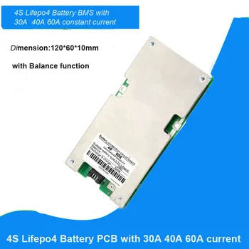 alta qualidade 4S DE 12,8 V da Bateria Lifepo4 BMS 14.6 V PCB com 40A 50A 60A Corrente Constante e função de Equilíbrio para 12V