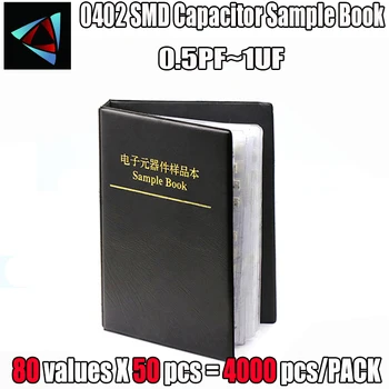 0402 Capacitor SMD Exemplo de Livro 80ValuesX50Pcs=4000Pcs de 0,5 PF~1UF Variedade Kit Pack