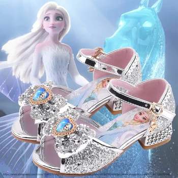 Disney Sandálias De Meninas Congelados 2 Elsa Princesa Sapatos De Meninas Cristal De Sapatos Crianças Sapatos De Salto Alto Da Festa Desfile Da Coleção De Sapatos