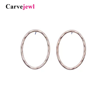 Carvejewl Coreia do novo design brincos de metal simples, grande oval facetada geométricas brincos para mulheres jóia de menina dom acessório