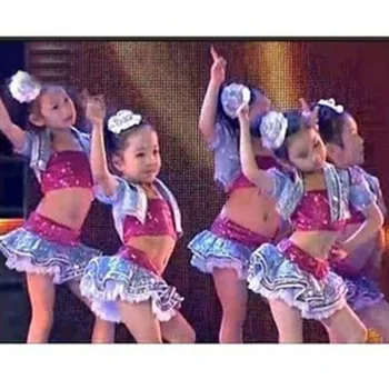 Menina dança latina saia 2019 Crianças salão de festas saia de dança do desempenho, trajes de crianças de Lantejoulas dança jazz, hip hop dance fantasias