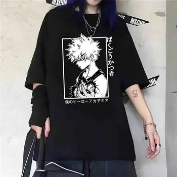 Meu Herói Academia Camisetas Oversized T-shirt Anime de Mulheres maiores de Manga Curta T-shirts de Verão Casual Tops Harajuku Roupas