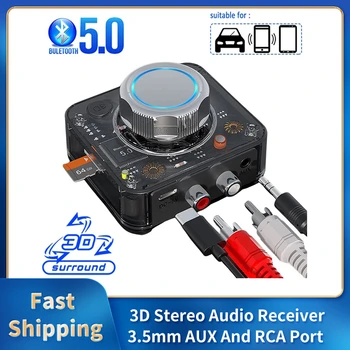Bluetooth 5.0 Receptor sem Fio do Adaptador de Áudio para som Estéreo Doméstico de Streaming de Música do Sistema de 3,5 mm para RCA/ LR Áudio suporta Cartão de TF