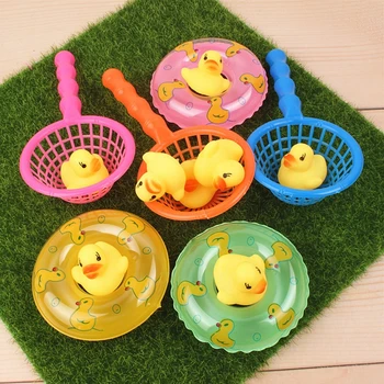 2022 New Kids Conjunto da casa de Banho de Chuveiro Brinquedos Amarelo Patos de rede de Pesca de Água Jogos de Ferramenta de Água de Brinquedos para as Crianças Presentes Natação Anéis