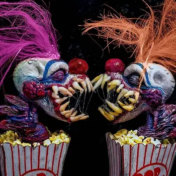 Killer Klowns from Outer Space,Pipoca Klown,Cabeça-Assustador Palhaço Assassino Cabeça Horror Prop Ornamentos Coleção do Artesanato Decoração