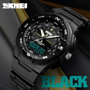 SKMEI Dual Display do Relógio de Quartzo Homens de Esportes ao ar livre Relógios Eletrônicos Digitais Homens Relógios Impermeável de melhor Marca de Luxo Masculino Relógio