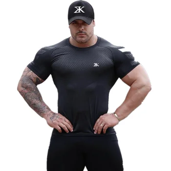 Homens Camiseta De Musculação Alta Elasticidade Seca Rápido Do Músculo Camisas De Treino De Ginásio Ocasionais De Mens Roupas Exercício