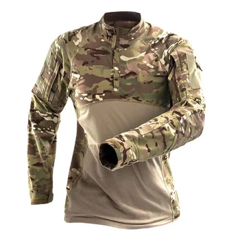 2022 Novos Homens Militar, Camisa de Manga Longa Exterior Camuflagem T-shirt de Algodão, Elastano Softable de Absorção de Suor Camisa Dropshipping