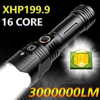 3000000LM Poderosa Lanterna XHP199.9 LED 16 NÚCLEO Impermeável IPX5 Zoom Tocha 5Mode USB Recarregável Lâmpada 18650/26650 Bateria