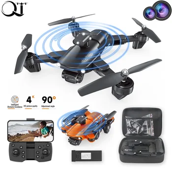 QJ Novo F184 4K Câmera Dupla Drone wi-Fi FPV Um Botão de desvio de Obstáculos Inteligente Siga 360° Quadcopter RC Helicóptero de Brinquedo Presentes