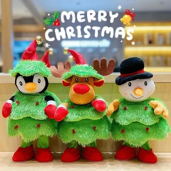 Boneco de neve da dança do Pinguim Elk Boneca para Crianças Elétrica Brinquedos de Pelúcia de Presente de Natal