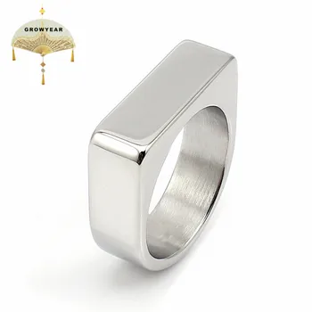 Anéis em Branco de homens de Aço Inoxidável Anéis de Sinete Cor Prata Tamanho 8 9 10 11 não incluindo logótipo extra custo para 1pcs