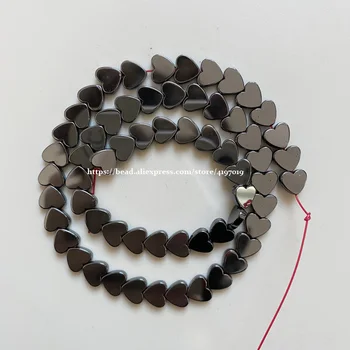 Frete grátis em Pedra Natural Não Magnético em Forma de Coração Preto Esferas de Hematita 6x6 8x8 10x10MM 15