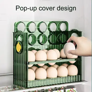 Função Timer Criativo De 3 Camadas Verticais Frigorífico Ovo Recipiente Acessórios Domésticos Ovo De Caixa Estável Acessórios De Cozinha
