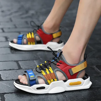 2022 Nova Moda Cinza Plataforma Sandálias para Homens Confortável Gancho de Ciclo de Verão, Sapatos Casuais Exterior antiderrapante Homens Sandálias de Praia