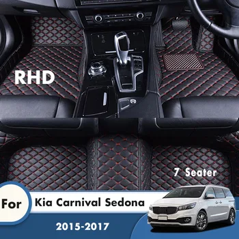 RHD tapete para carros Personalizados Para Kia Carnival Sedona 2017 2016 2015 7 Lugares Auto Almofadas do Pé Automóvel Estilo Tapetes, Capas de Tapetes