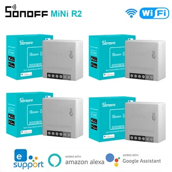 SONOFF MINIR2 wi-Fi DIY Mini Smart Interruptor de Luz Mini R2 2 Vias de Módulos EWeLink APLICATIVO de Controle Remoto Funciona Com Alexa Inicial do Google
