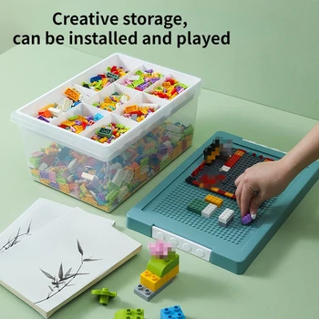 Brinquedo infantil de Armazenamento de Caixa Transparente de Classificação a Classificação a Caixa de Armazenamento com Interlayer de Lego Bloco de Armazenamento de Caixa de Organização