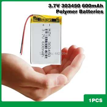Bateria recarregável de 3,7 V 600mAh Bateria 303450 de Polímero de Lítio Li-Po li ion Bateria Lipo células Para MP3 MP4 GPS Elétrico do Brinquedo Auricular BT