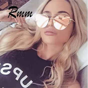 RMM 2018 nova personalidade elegante óculos de sol de marca clássica designer de feixe duplo de ouro rosa de óculos de sol das senhoras da forma óculos de sol