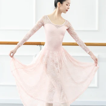 Ballet Vestido Clássico, Dança Traje Longo Lírica Contemporânea Vestido De Renda De Roupa De Bailarina De Dança Roupas Das Mulheres Vestido De Saia