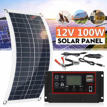 100W Painel Solar 12V Célula Solar 100A 60A Controlador de Painel Solar para Telefone RV de MP3 do Carro PAD Carregador Exterior de Alimentação de Bateria