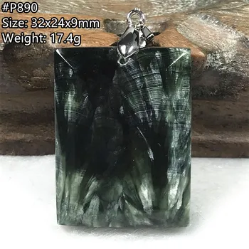 Verde Natural Seraphinite de Cristal Pendente da Colar de Jóias Para Womé Senhora, Homem de Cura Pedra Dom de Amor Grânulos de Gemstone da Prata AAAAA