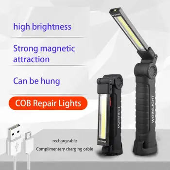 COB LED Lanterna Com Built-in Conjunto de Bateria de Multi-Função Recarregável Magnético Camping Lanterna Lâmpada da Mão Dobrável Luz de Trabalho
