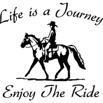 16CM*15.5 CM de Estilo Carro Adesivo Vida é uma Viagem curta o Passeio de Cavalos etiqueta Autocolante Vinil Acessórios do Carro Preto/Tira C8-0094