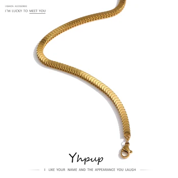 Yhpup Colar Chain de Aço Inoxidável de Alta Qualidade 18 K PVD Banhado a Ouro Colar para Mulheres Impermeável Moda Jóias de Presente