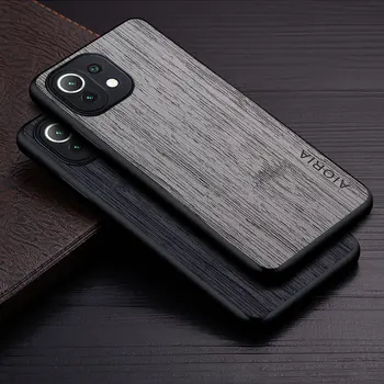 Caso Xiaomi Mi 11 Lite Pro Ultra 5G NE funda madeira de bambu padrão capa de Couro de Luxo coque para xiaomi mi 11 lite Capa