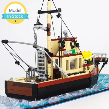 MOC Orca - Tubarão Navio Barco Modelo DIY Montar a Construção de Blocos de Diamante Define o Modelo Clássico de Tijolo Presente para as Crianças Brinquedos